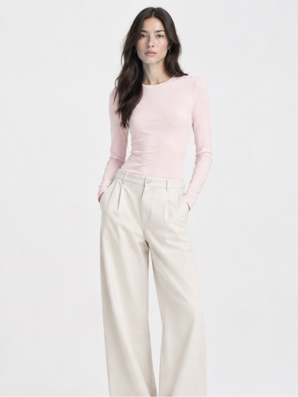 ARITZIA Wilfred Crewneck Long Sleeve Bodysuit | Blush Pink | SIZE SMALL